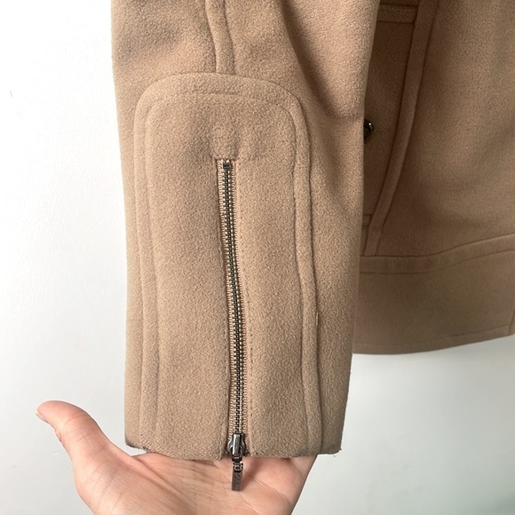 Cole Haan wool blend military trench coat jacket beige tan zipper size 4 - Picture 3 of 14